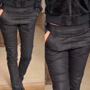 Flog Dafna High Rise Black Snake Pattern Pants Pockets Belt Loops Pull On Sz 27